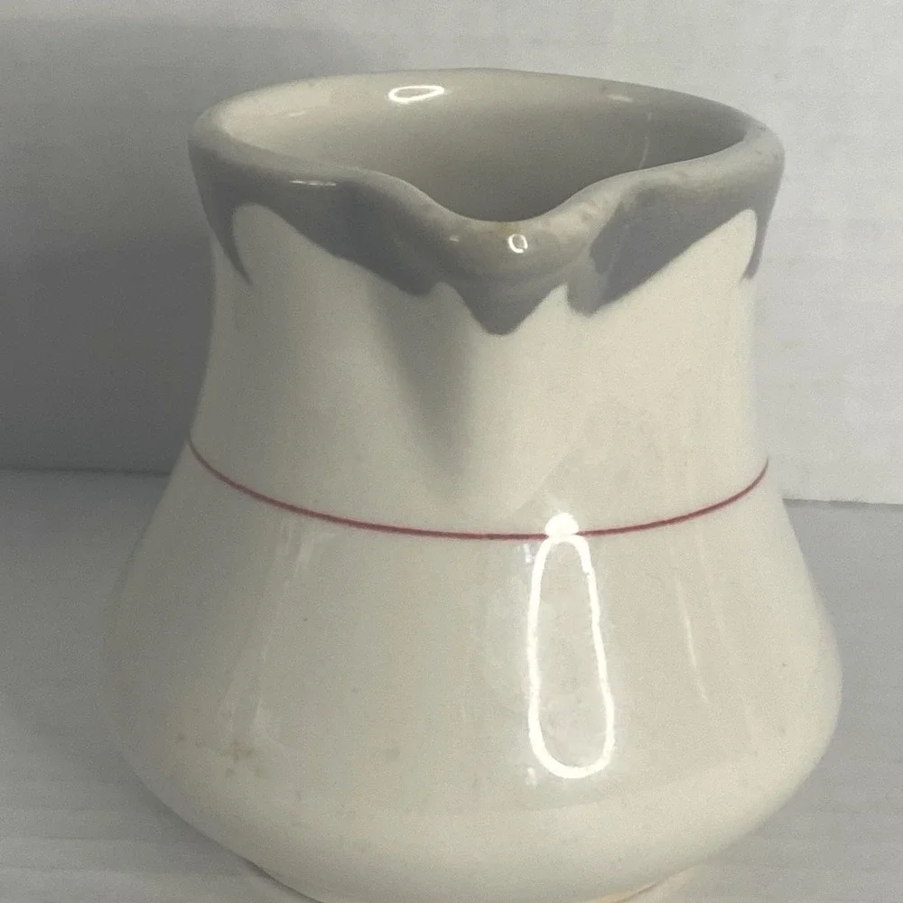 Sterling China Creamer Cream Pitcher Restaurant Gray Red Liverpool Ohio USA